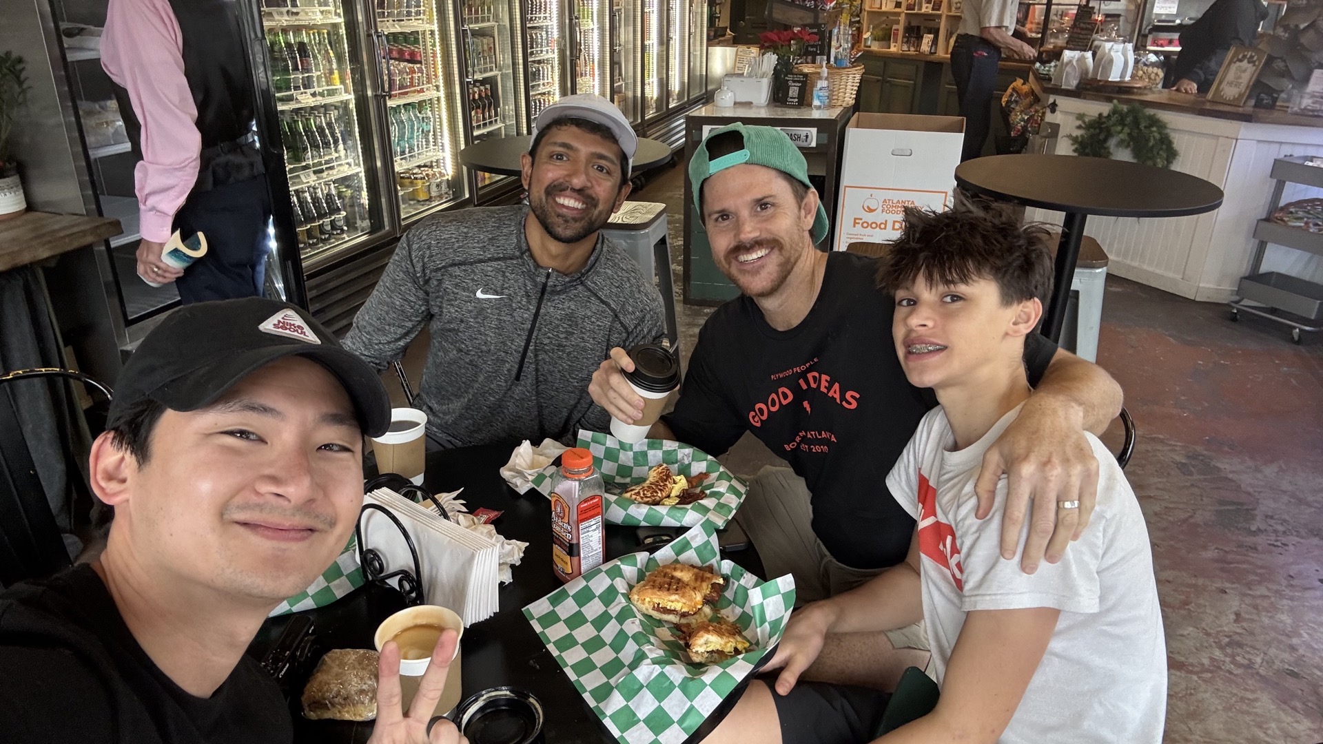 Regulars grabbing breakfast together after a morning run